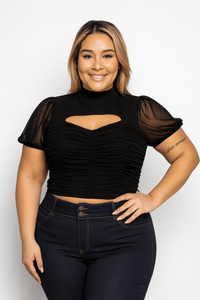 La Belle Nuit Sheer Sleeve Plus Size Top