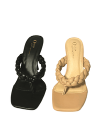 Nixie 4-Inch Chic Nude Slip on Sandals With Braided Design For Comfort And Style
